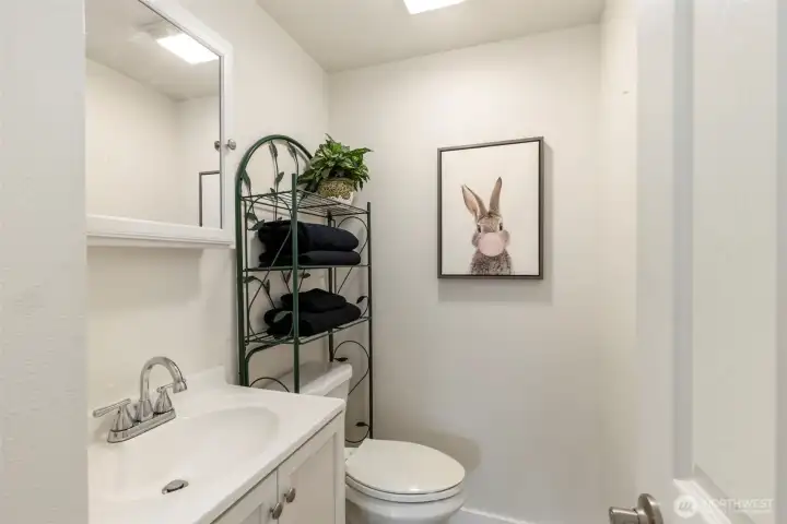 Powder room on 2nd floor.