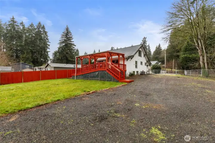 Large yard and additional gravel area for storage. NO HOA so bring your boat, RV, or other toys.