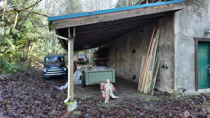 one of the covered parking areas or more storage.