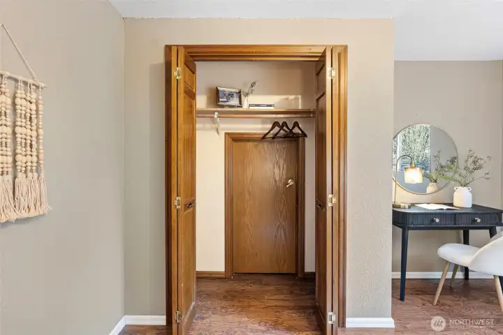 Don't miss the hidden door and extra storage located in this bedroom closet!