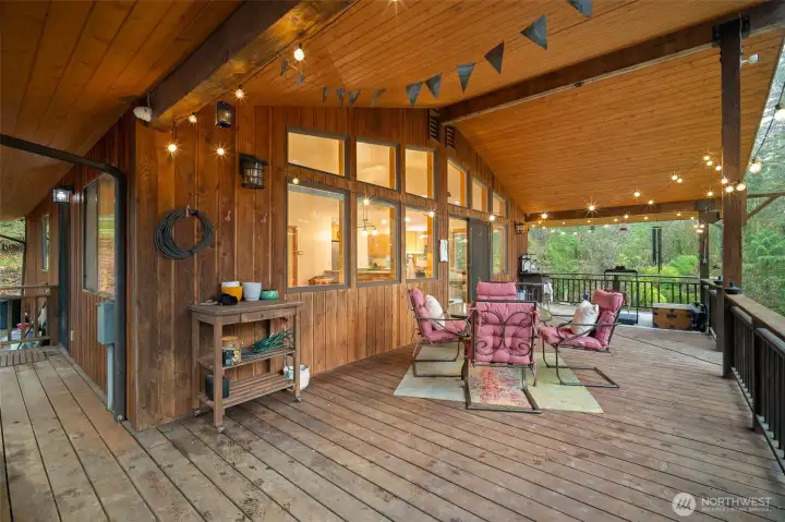 The covered deck is amazing! It increases the sq. ft. and is a perfect 'outdoor room'.