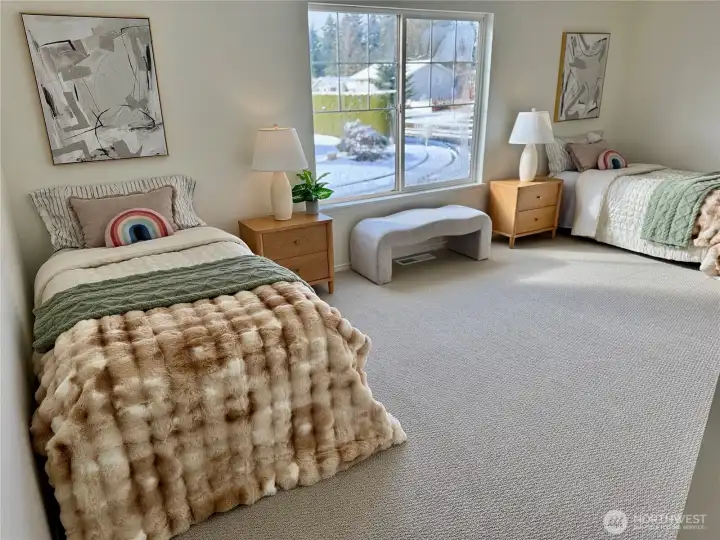 room #2 is also south facing with walk in closet