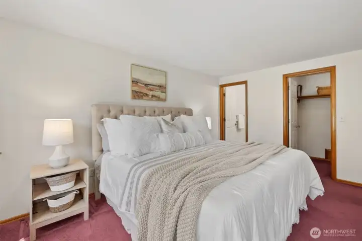 Primary bedroom features a spacious closet and a 3/4 bath.