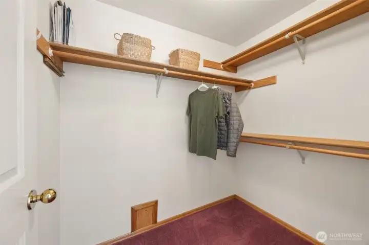 Spacious Primary Bedroom closet.