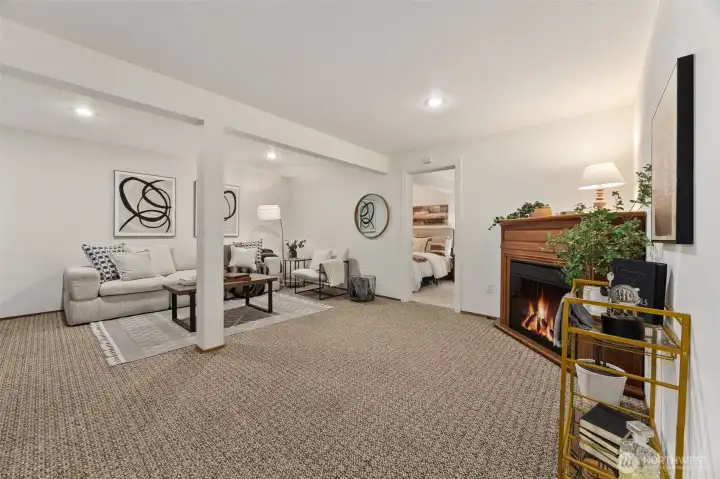 Large recreation room on the lower level.