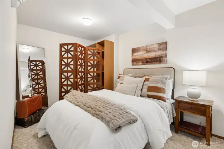 Extra finished room on lower level. Easily functions as a bedroom.