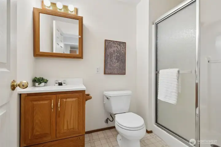 Three-quarter bath on lower level.