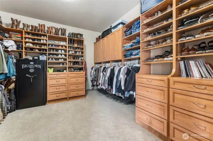 Huge Walk-in Closet with Custom Built-ins