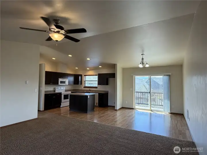 Spacious kitchen/dining/living room