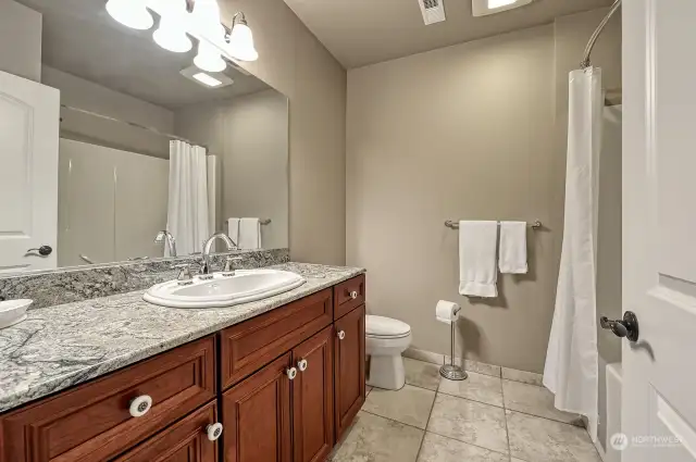 A second full bathroom downstairs for guests.