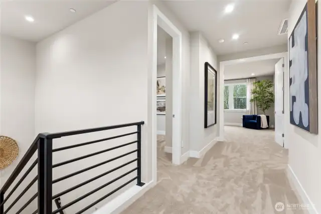 Upstairs has a nice wide landing. Photos are for representational purposes only.  Colors and options may vary.