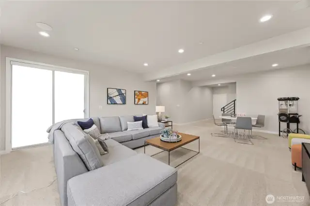 Lower level recreational room. Photos are for representational purposes only.  Colors and options may vary.