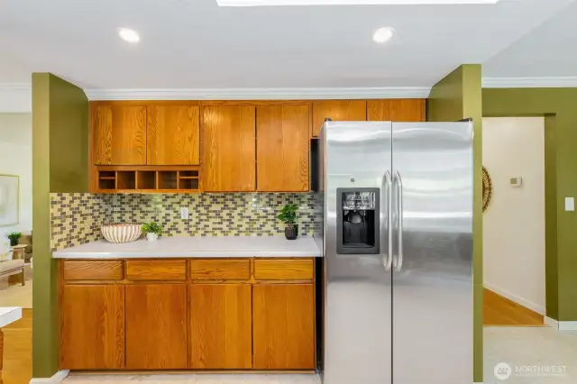 Solid oak kitchen cabinets.