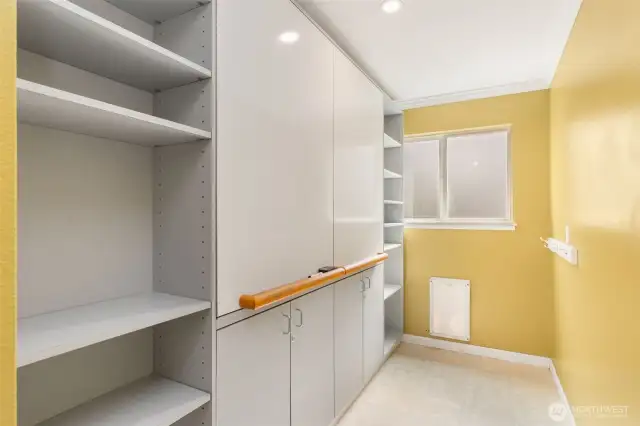 Mudroom off the garage with abundant storage (and doggy door).