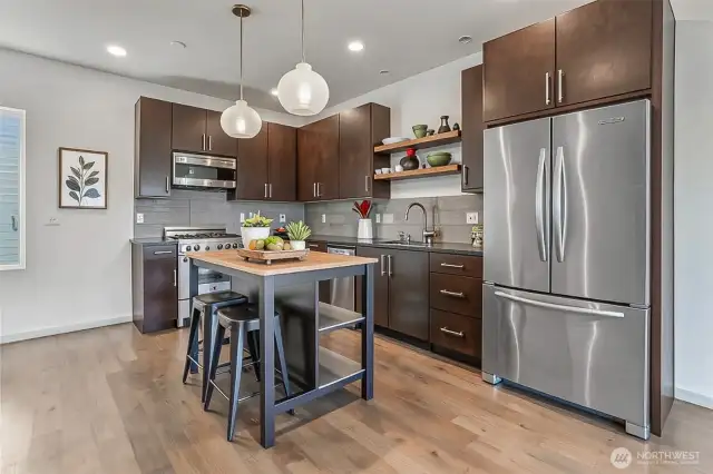 Open concept kitchen - virtually staged.