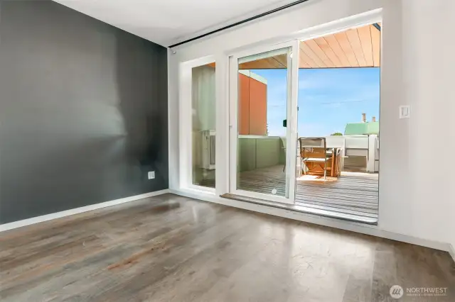 2nd primary bedroom/office/bonus room with direct access to roof top deck.