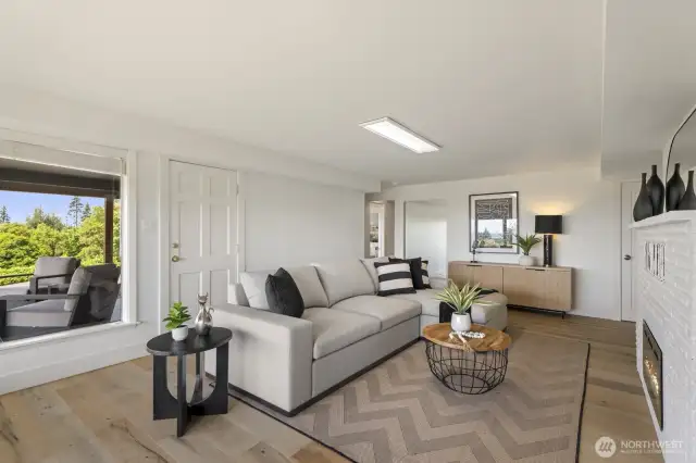 Another view of the family room with access to a covered patio.
