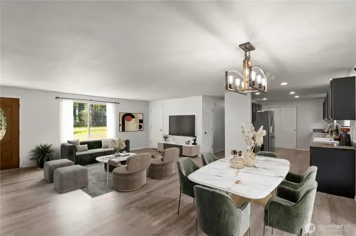 Virtually Staged - Open Concept Living and Dining Room