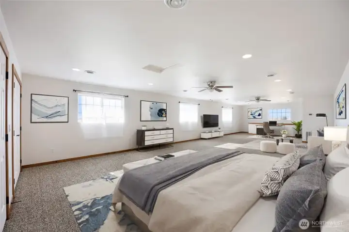 Virtually Staged Upstairs Bedroom or Rec Room