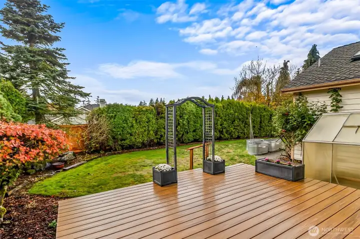 Deck for outdoor entertainment.