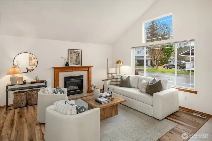 Plenty of natural lighting through large windows.