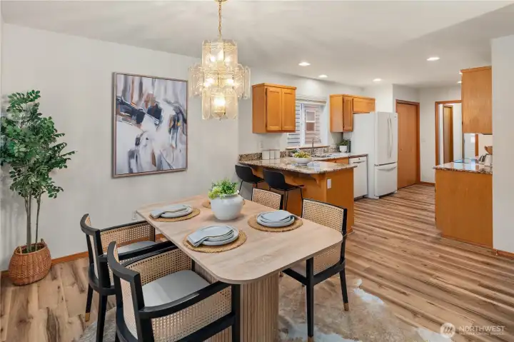 Dining area opens up to Kitchen.