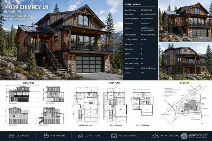 Architectural rendering of proposed home from approved plans. Shown for illustrative purposes only; final construction details may vary