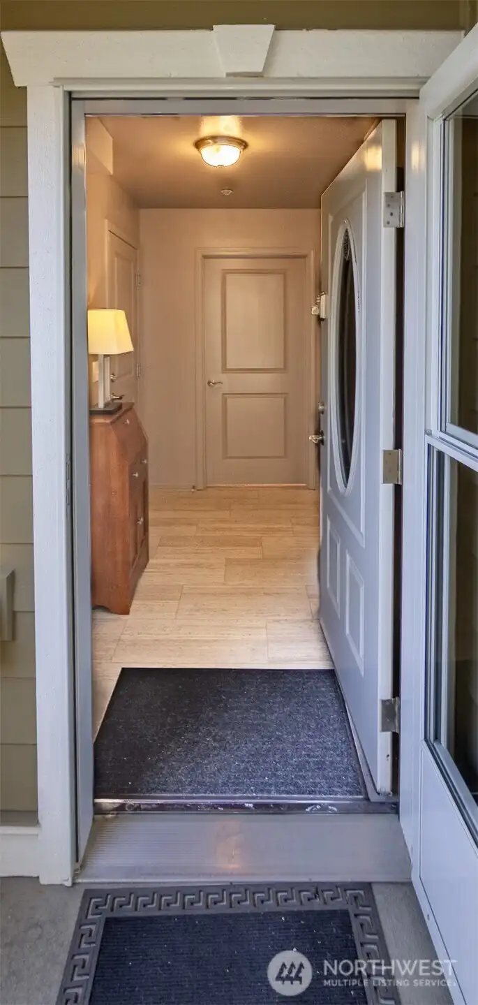 The gracious entry gives you room  to set down your keys and hang your coat.