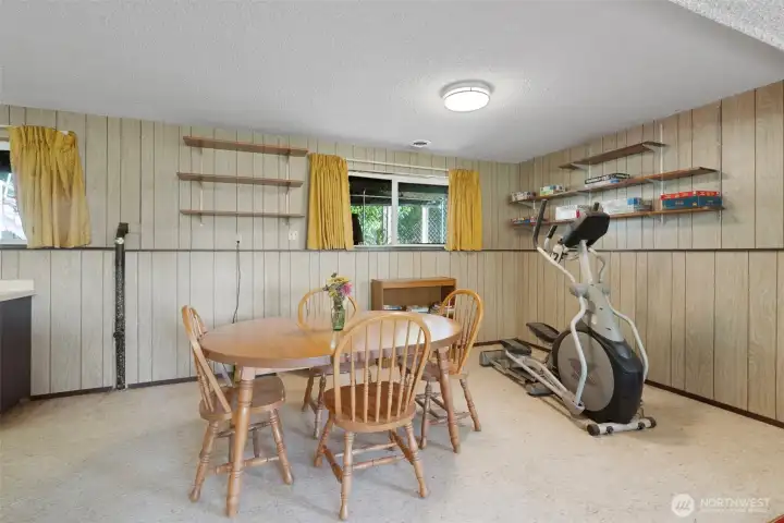 Basement dining space.