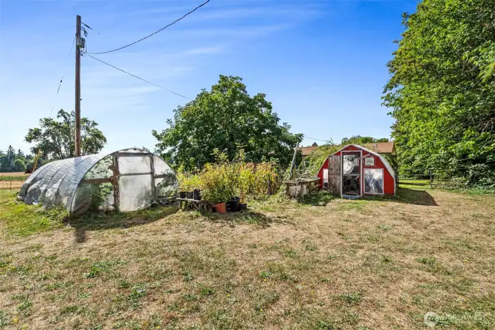 Just two of several growing enclosures on this historical farm.