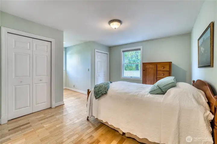 Upstairs level 2 bedroom with double closets and view of Kingston harbor.