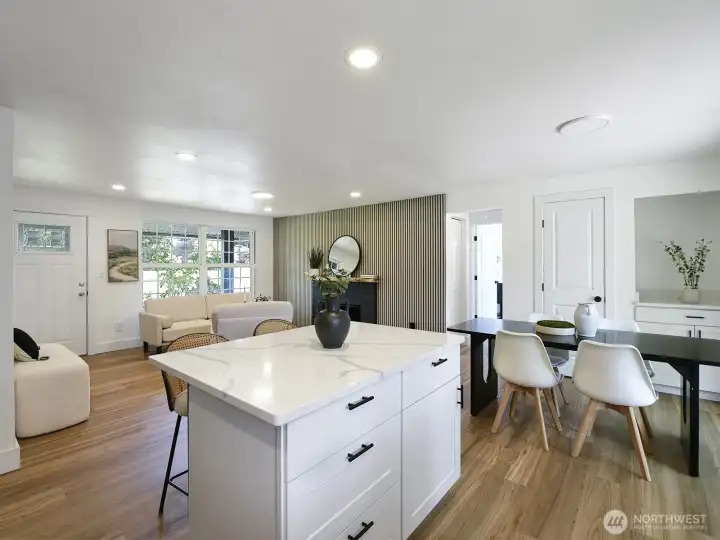 the heart of the home revealed itself in the newly remodeled kitchen with sleek, modern cabinetry