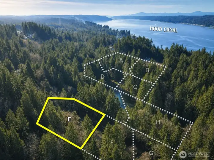 Overhead view of the entire development with approximate boundaries in Yellow