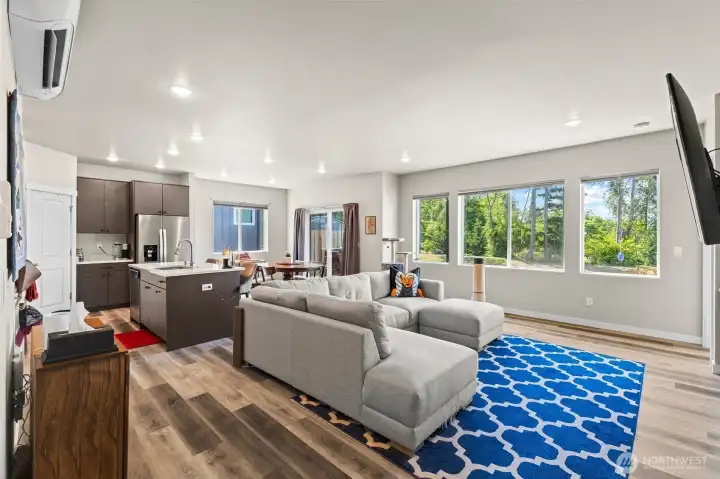 Expansive living room area as you walk down the hallway.