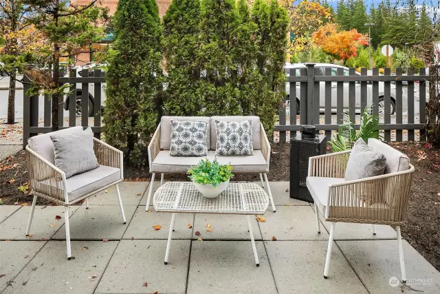 roomy patio in courtyard