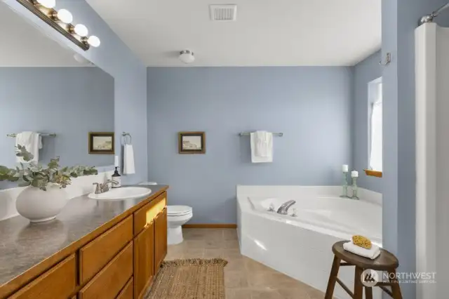 Primary ensuite bath w/ 5 piece bath