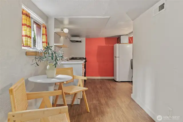 Lower level kitchen and dining space