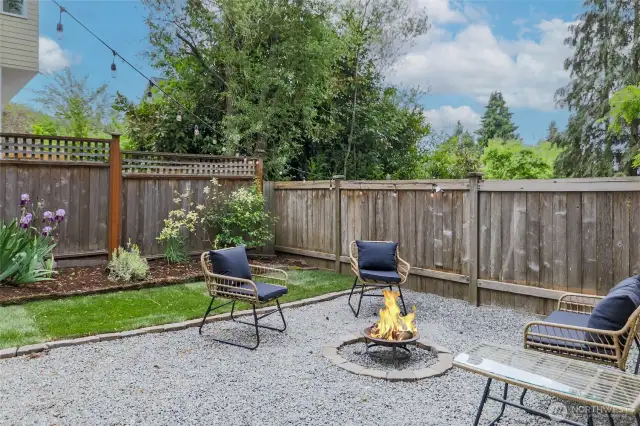 Gather with friends around the cozy firepit