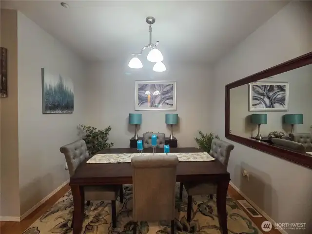 This is looking from the kitchen to the dining room.