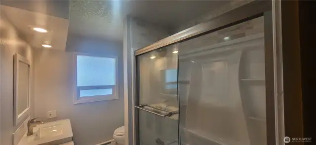 Fully   remodeled bathroom.