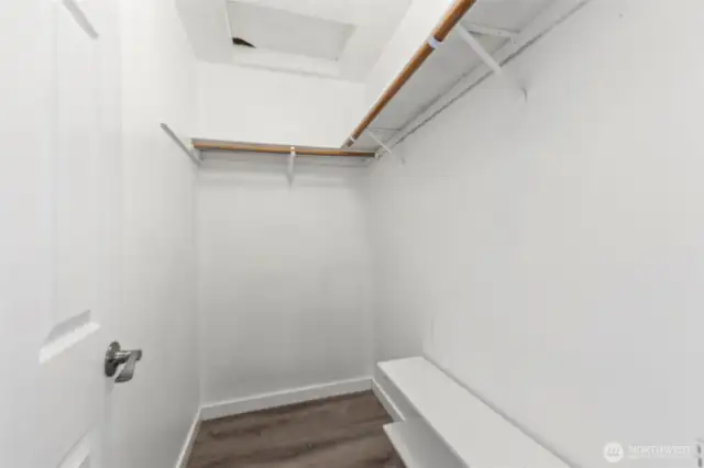 Primary walk-in closet.
