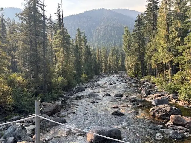 The view of the river from the bridge.