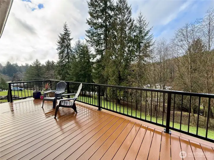 Front deck looking towards fruit trees and driveway
