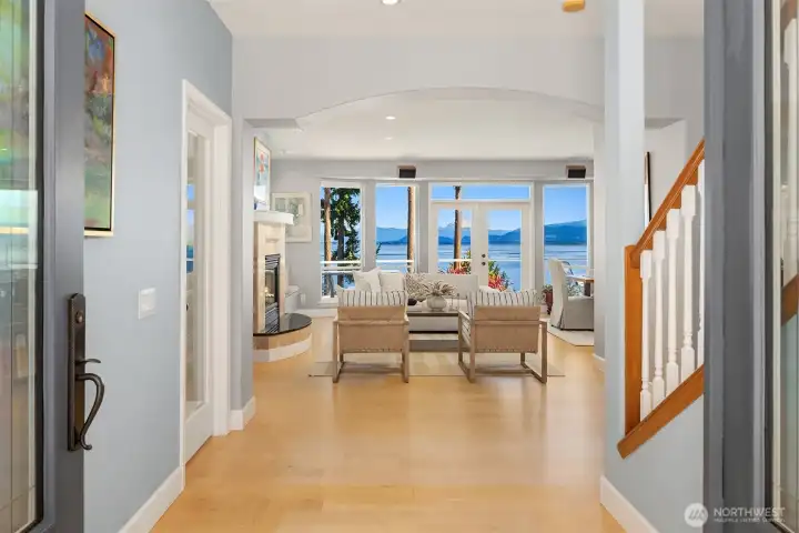 The unbelievably beautiful view greets you as you open the front door. Sweeping views over Skagit Bay with Mt. Baker directly in your view!