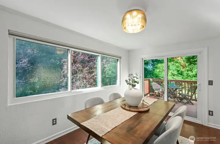 Enjoy the peace and privacy of this setting. The deck extends your living area in nice weather.