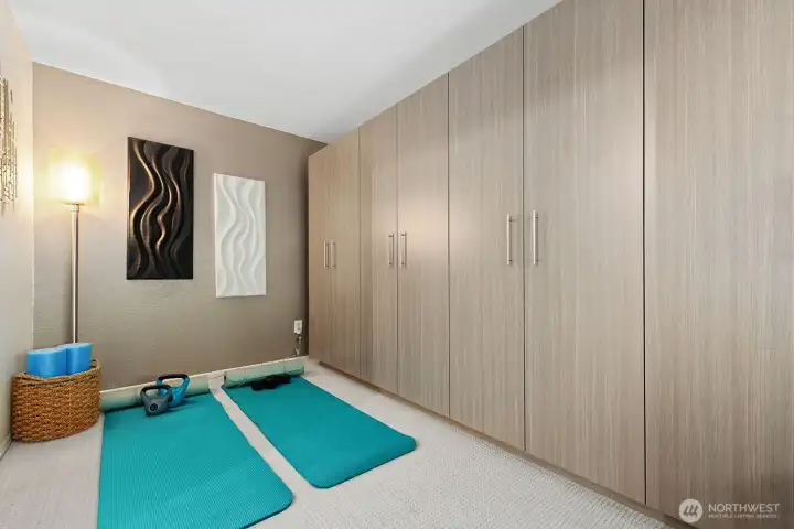 These cabinets can hold all your extras and still allow space for a twin bed in this 4th bedroom.