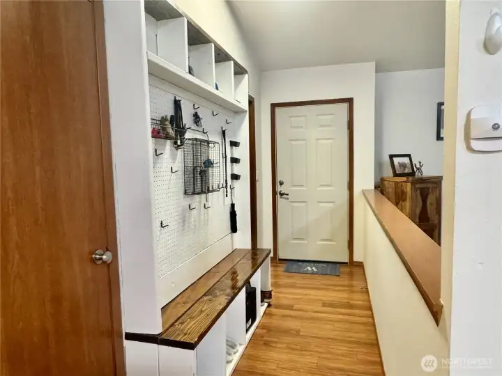 The entry walkway seen from the living room.