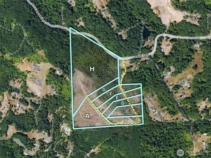 Approximate boundaries of all parcels within development.