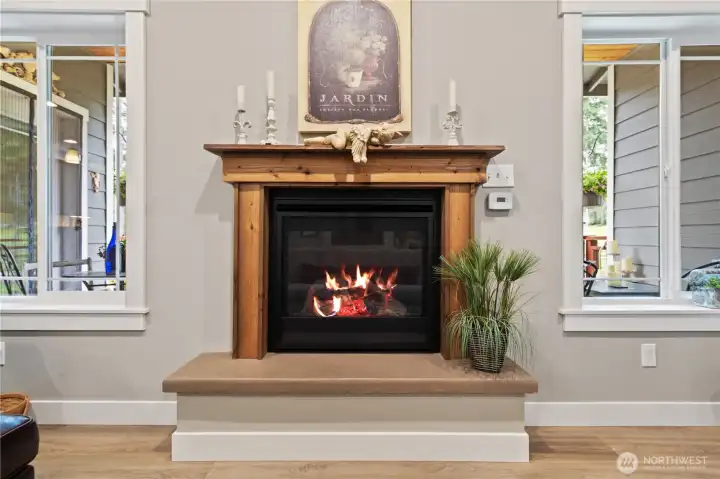 Natural gas fireplace.