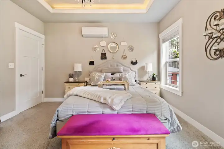 Primary bedroom looks to the golf course side.